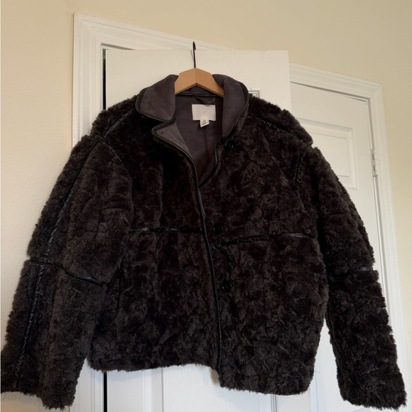 H&M Jackets & Blazers - H&M Gray Faux Suede Jacket with Black Trim